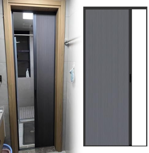Ziehharmonika-Tür 60–90 cm breit, Badezimmer-Falttür, anpassbare Größe, interne Falttüren mit Zubehör, ohne Bohren, Raumteiler, Schiebetür