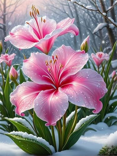 Puzzles 520 Teile, Puzzle Für Erwachsene,52x38 cm Puzzle Lernspiel Herausforderung Spielzeug 520 Winterrosa Lilie Puzzles für Erwachsene