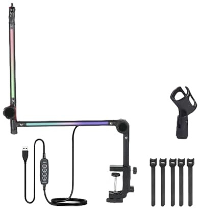 Heavy Duty Microphone Stand Boom Arm Desktop Mic Stand For Most Mic Easy Installation Microphone Boom Arm With Light Heavy Duty