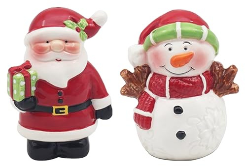 Christmas Salt and Pepper Set Novelty Cruet Set - Santa and Snowman 0849