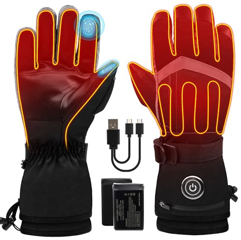 Raynaud Guanti riscaldati per uomo e donna, batteria ricaricabile da 6000 mAh, guanti scaldamani con touchscreen, guanti da sci riscaldati elettrici impermeabili per l'inverno, lavoro, caccia
