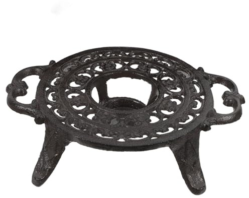 Homoyoyo Calentador de Tetera de Hierro con Soporte Trípode Estable Diseño Decorativo con Portavelas Asas Dobles para Calentar Té Café y Leche Hogar y Oficina
