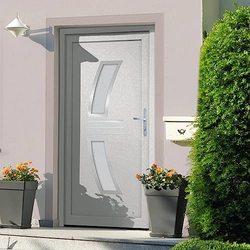 QJBSAVVA Weiße Haustür 98x200 cm mit Zarge & 5-Punkt-Verriegelung, PVC/Alu-Eingangstür, 3D-Scharniere, isoliert