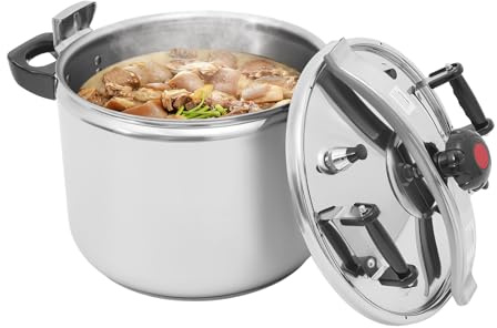 BAOCHADA Olla a presión profesional, 7-40 L, acero inoxidable, con funciones de protección para familias numerosas, ideal para guisar, cocinar y cocinar, apto para lavavajillas, resistente al calor