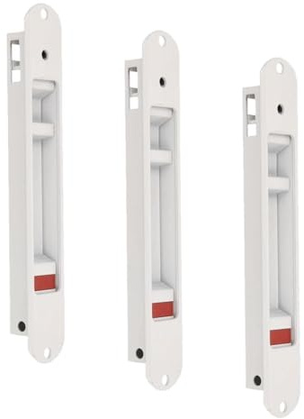 Amig - Cierre de Embutir para Ventanas y Puertas Correderas de Aluminio - Cerradura de Gancho para Empotrar - De Aluminio Acabado en Blanco - Medidas: 192 x 28 mm (Paquete de 3)