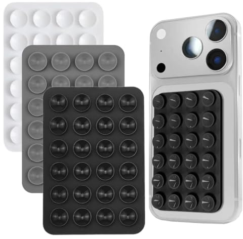 EIDUOVA 3 Pezzi Ventosa per Telefono Adatte a Tutti i Modelli di Telefono, Silicone Porta Cellulare Auto