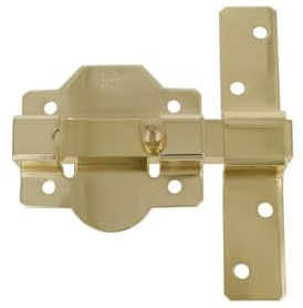 Amig - Verriegelung Sicherheit Mod. 1p-105 | Vergoldeter Überschlagstift für Türen | Stahl, rostfrei | Ideal für Schlafzimmer & Büro | Türöffner 30V geeignet, Gold, 105 x 165 mm, Legierter Stahl