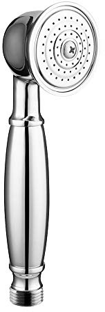 ENKI, E02, Chrome, Traditional Handheld Shower Head, Solid Brass, Traditional Victorian Design Replacement Shower Heads, Easy Clean & Easy to Install, No Tools Required, Standard UK Fitting