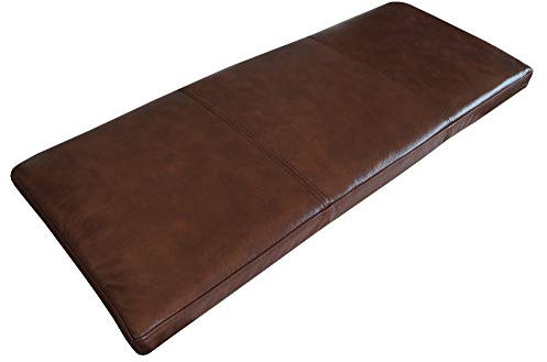 Quattro Meble Antic Braun Echtleder Bankauflage Sitzkissen Lederkissen Sitzpolster Bank Auflage doppelt genähtes Echt Leder Kissen Sitzauflage (35 x 90 cm)