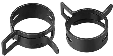 uxcell Steel Band Clamp 24mm Inner Dia Fit 25.5-27.5mm OD Hose Spring Band Type Action Fuel Line Silicone Tube Clip Clamp Black 5Pcs