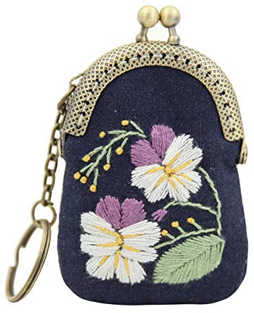 Kit Iniziale per Ricamo, Set per Punto Croce con Portachiavi, Ago, Cerchio da Ricamo per Bambini, Adulti e Principianti, Stile B