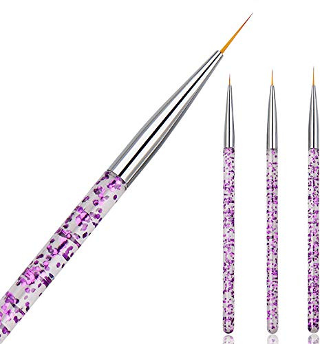 Hanyousheng Nageldesign Pinsel 3/Set Profi Acryl Nail Art Pinsel Set NAL Kunst Malerei Pinsel Professional Acryl Nail Art Pinsel Set für UV Gel Builder Nail Pinsel(Zufällige Farbe)