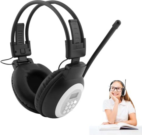 FM Radio Headphones with LCD Display Noise Reduction Ear Muffs Headset with Reception Radio for Walking, Jogging, Daily Works Headphone Radio, FM Stereo Headset Radio Receiver(Black)