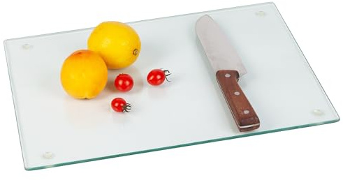 Murrey Home Glass Cutting Board for Kitchen Counter, Tempered Glass Chopping Boards Dishwasher Safe, Small Clear Countertop Tray, Scratch Resistant, Heat Resistant, Non Toxic, Clear, 16x12