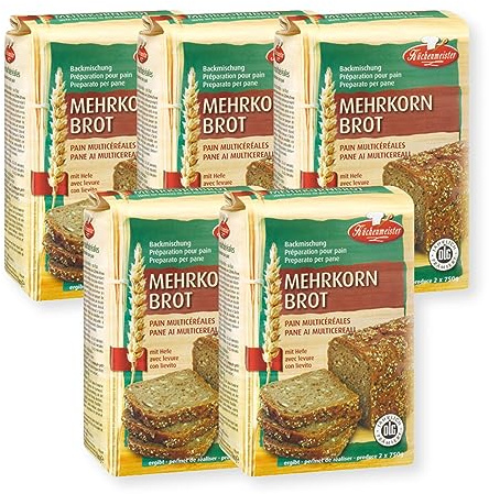 BIELMEIER KÜCHENMEISTER Brotbackmischung Mehrkornbrot 5 x 1000 g I Brotbackmischungen für Brotbackautomat & Ofen I Brot mit Backmischung ganz einfach