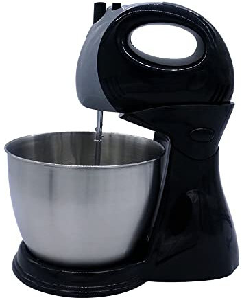 Sbattitore Elettrico Con Ciotola 5 Velocità Frusta Elettrica E Sbattitore A Mano Miscelatore 2 in 1 A Doppia Mano E Robot Da Cucina Include Ciotola Da 3 Litri, 2 Fruste E 2 Ganci 200 W