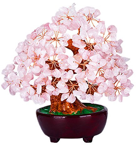 Mini-Kristall-Geldbaum, Bonsai-Stil, Feng-Shui-Baum, Heimbüro-Dekoration, Rosa