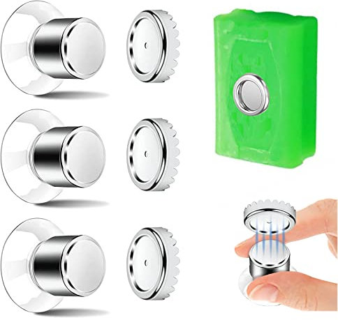 Lot de 3 Porte-Savon Magnétique, ZYNERY Ventouse - Fixation Solide, Porte-Savon de Douche sans Perçage, Aimanté en Acier Inoxydable pour Salle de Bain et Cuisine
