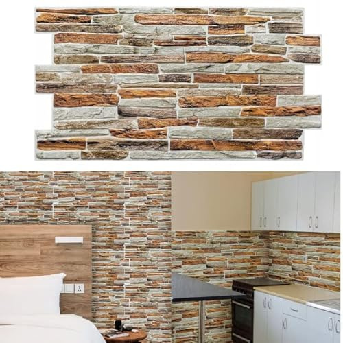 Deccart 3D Wandpaneele Steinoptik 96 x 47 cm - PVC Paneele Wand Deko Wohnzimmer Küche Badezimmer Wasserfest - Wandverkleidung Innen zum Kleben - Wandpanele Wandpaneel Leicht zu Montieren