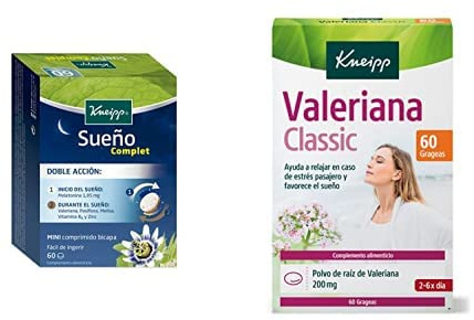 Pack Tranquilidad: Kneipp Sieño Complet 60 Cápsulas + Valeriana Classic 60 Pastillas; Descanso y Relajación; Alivia los Nervios y Ayuda a Dormir; Pack 2 Meses