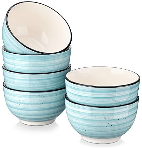 vancasso Bonbon Bols à céréales en grès de 720 ml - Passe au micro-ondes et au lave-vaisselle - Sans plomb - Bleu - Pour pâtes, avoine, salade, dessert