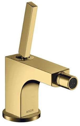 hansgrohe AXOR Citterio Einhebel-Bidetmischer, Zugstangen-Ablaufgarnitur, Pinhebel, 39210, Farbe: Polished Gold Optic