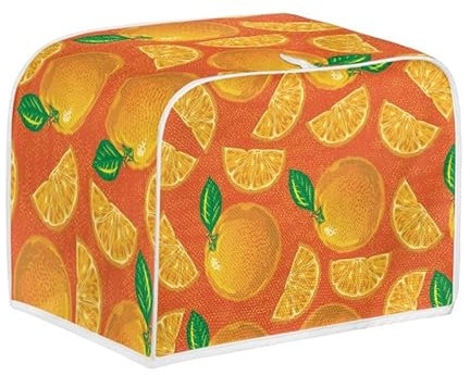 Kuiaobaty Tostapane con stampa arancione copre 4 sacchetti per tostapane con gancio, motivo di frutta custodia protettiva per macchina del pane