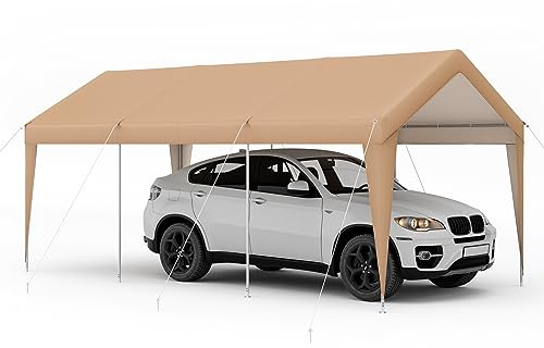 Tangkula 10x20 Ft Heavy-Duty Carport, Portable Garage Tent Carport with Galvanized Steel Frame, All-Season Tarp, Outdoor Car Canopy Shelter for Car, Truck, SUV, Boat