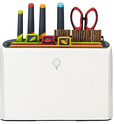 JHLP Smart Knife Schneidebrett-Set, einfache Reinigung, 3 farbcodierte Schneidebretter, inklusive 3 Messer, 2 Schäler, 1 Schere, Küchen-Trockenhalter und Organizer, Smart Home Gadgets