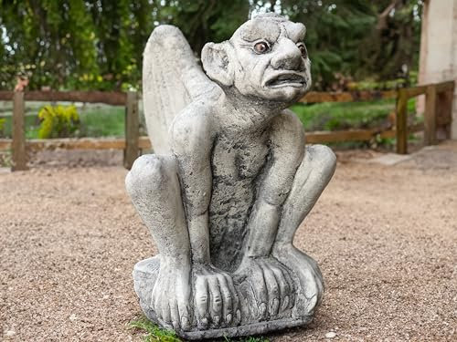 OLOMA Gothic gargoyle sculpture Stone monster figurine Concrete vampire statue Outdoor guardian garden decor Lawn ornament Front door decoration Ornament Gothic sculpture Halloween figurine