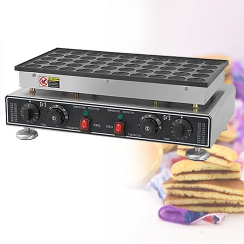 SACLMD Mini máquina para Hacer panqueques holandeses,máquina para Hacer Muffins eléctrica de Acero Inoxidable,máquina para Hacer panqueques Comercial,para el hogar y restaurantes,220V-50holes