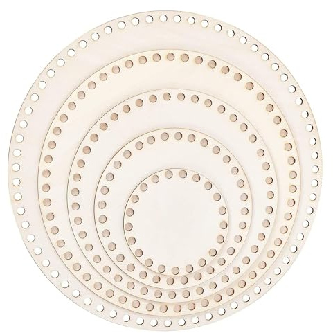 Yayatty 5 piezas de madera para bolsa de ganchillo, base circular moldeadora en blanco para manualidades, suministros de fabricación de tejidos