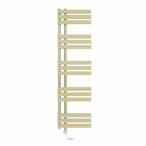 NRG Prefilled Designer Electric Heated Towel Rail Radiator Brushed Brass Thermostatic Bathroom Warmer with Touch Screen Display 1600x450mm - 800 Watt