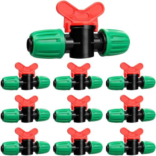 Gardrip Tropfbewässerungsventil für 1,27 cm Tropfschläuche (1,27 cm ID x 1,7 cm Außendurchmesser): 1,27 cm Inline-verriegelter Kugelhahn, Tropfleitung, Absperrventil, Teile im Bewässerungssystem für