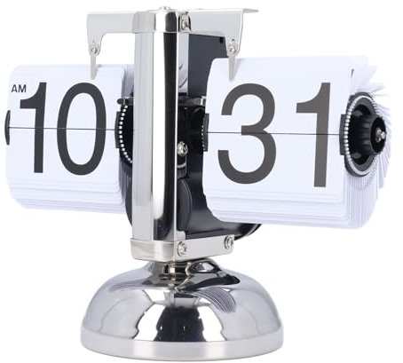 Ejoyous Horloge Numérique Rabattable Rétro Minimaliste, Horloge Mécanique Pliante à Un Pied, Grands Chiffres, Horloge Pliable 12 Heures, Fonctionne à Piles pour Le Bureau et la Maison