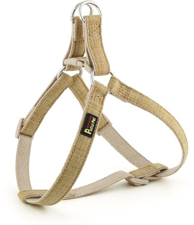 Plutus Pet Cotton Hemp Step In Dog Harness, Sustainable, Lightweight and Escape-Proof, Easy Walk Dog Harness for Puppy Small Medium and Large Dogs, Khaki, S