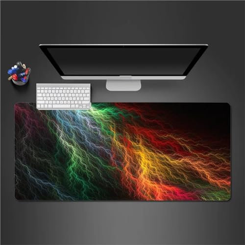 QiHon Gaming Mauspad XXL Rot Cyan Großes Mauspad Schreibtischauflage mit Vernähte Kanten Einer speziellen Oberfläche verbessert Geschwindigkeit und Präzision 600x300x3mm