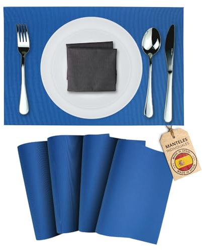 Mondiroso. Pack de 4 Manteles Individuales Mesa Lavables. Salvamanteles Individuales Antideslizantes Mantel Individual para Mesa de Comedor y Cocina. (4, Azul Indigo)