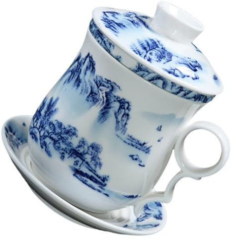 OUNONA Chinesische Teetasse Keramik Tee Mit Deckel Und Untertasse Für Teezeremonie Zuhause Büro Vier Stück