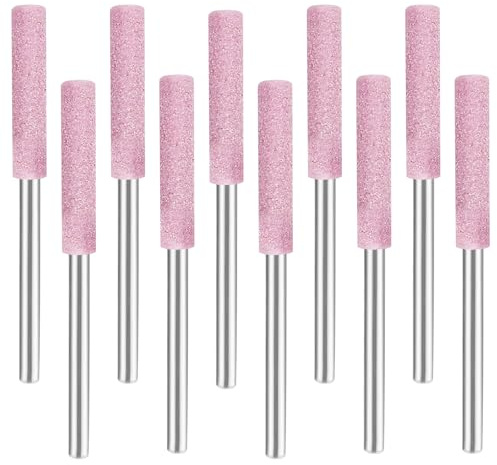 Jiozermi 12 Pcs 3/16 Inch Chainsaw Sharpening Stones Diamond Chainsaw Sharpener Chainsaw Grinding Stone File Pink Chainsaw Accessories for Electric Diamond Sharpening Wheel, 4.8mm