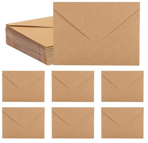 Yudobliss Vintage Kraft-Umschläge, 50 Stück, Nassklebung, Geeignet für DIY, Weihnachtskarten, Geburtstagskarten, Einladungen, Briefe