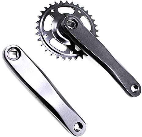 Guarnitura Bici,Guarnitura Perno Quadro Crankset Bicycle Single Speed ​​32T 170mm CrankSet CNC 6061-T6 in Lega di Alluminio con Corona con Catena a Catena con Cravatta