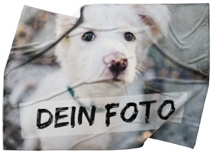 Personalisierte Babydecke mit Foto - personalisierte Fotodecke - Babydecke mit Ihrem Bild - Fotodecke selbst gestalten - Decke Querformat 100 x 75 cm 1 Foto Design 100 x 75 cm
