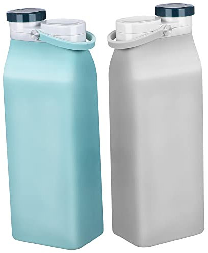 BESPORTBLE Bouteille Deau Enroulable - Lot De 2 Étanche Légère Compacte pour Le Voyage avec Poignée Dissimulée Idéale pour Un Transport Quotidien