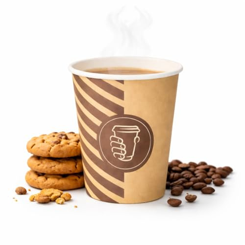 Gobelet À Café En Carton kraft écologique 80mm 240ml Brun_blanc- 100 Pièces/Gobelets jetables papier pour boissons froides ou chaudes Idéaux pour le Café, le Thé et les Boissons Rafraîchissantes