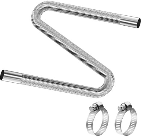 25mm x 100 cm Abgasschlauch für Stromerzeuger, Auspuff Standheizung Auspuff Schalldämpfer, Edelstahl Abgasrohr Standheizung, Auto Abgasrohr Auspuffrohr für Dieselheizung, mit 2 Schlauchschellen