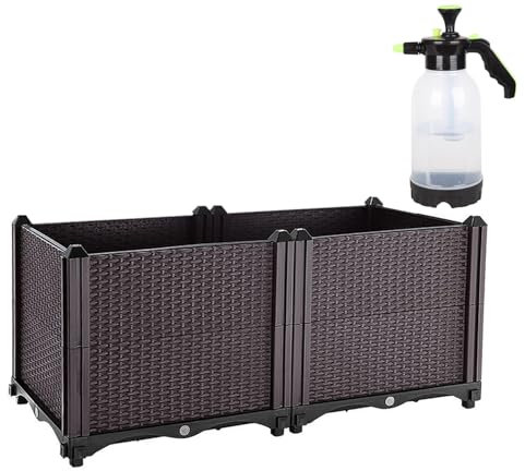 JQslycdmv Fioriera Autoirrigante In Plastica, Grande Fioriera Quadrata Da 31.4 Per Orto, Fiori, Balcone, Con Annaffiatoio, Materiale PP