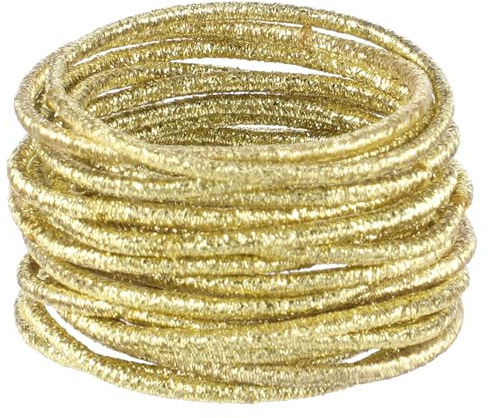 50 Pcs Gold Hair Ties, Shimmer Elastic Small Rubber Gold Hair Rubberbands, 2mm Thin Mini Ropes Ponytail Elastic Bands