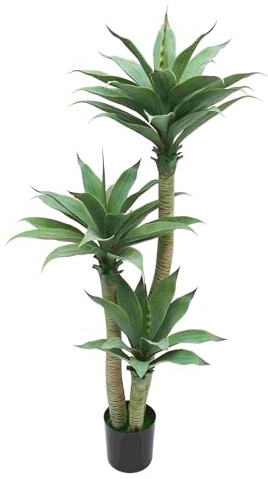 Kunst-Agave 155 cm mit rötlichen Blattspitzen – hochwertige künstliche Agave im Topf – exotische Deko-Pflanze für Wohnzimmer, Büro & Empfangsbereich – pflegefrei & modern – langlebige Zimmerpflanze