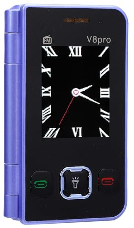 Yanmis Cellulare Pieghevole Flip, Telefono Cellulare 2G Doppio Schermo con Radio FM, Tasti Grandi, Multilingue, Torcia a LED, Vibrazione del Quadrante Rapido per i Viaggi (PURPLE)